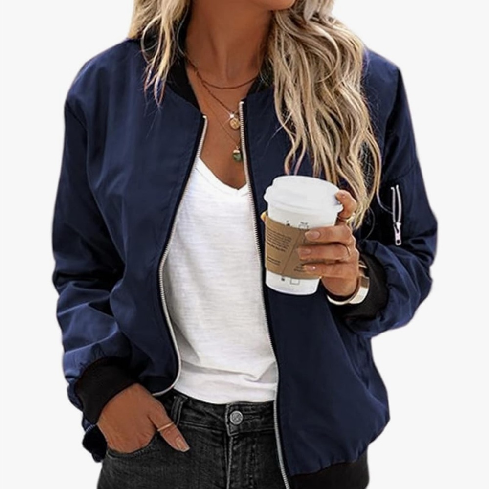 Zeagoo Navy Blue Bomber Jacket Size M